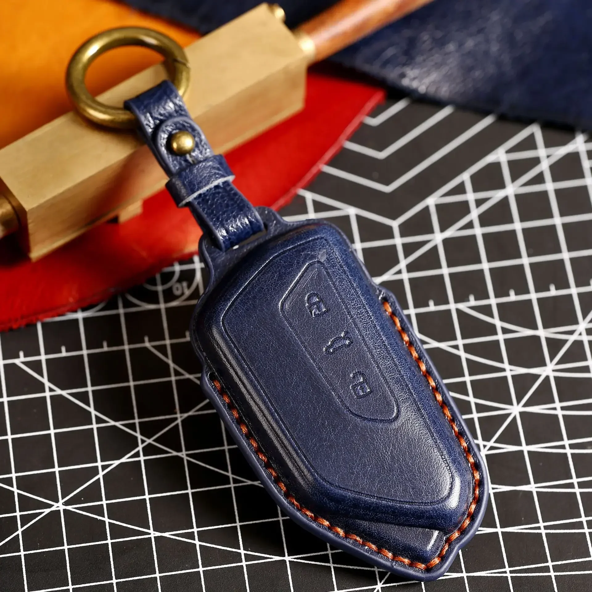 Leder hand gefertigte Autos chl üssel etui für Skoda Sitz VW Golf 8 mk8 3 bnt Schlüssel anhänger Echt ledertasche Abdeckung Schlüssel ring Muschel tasche Image