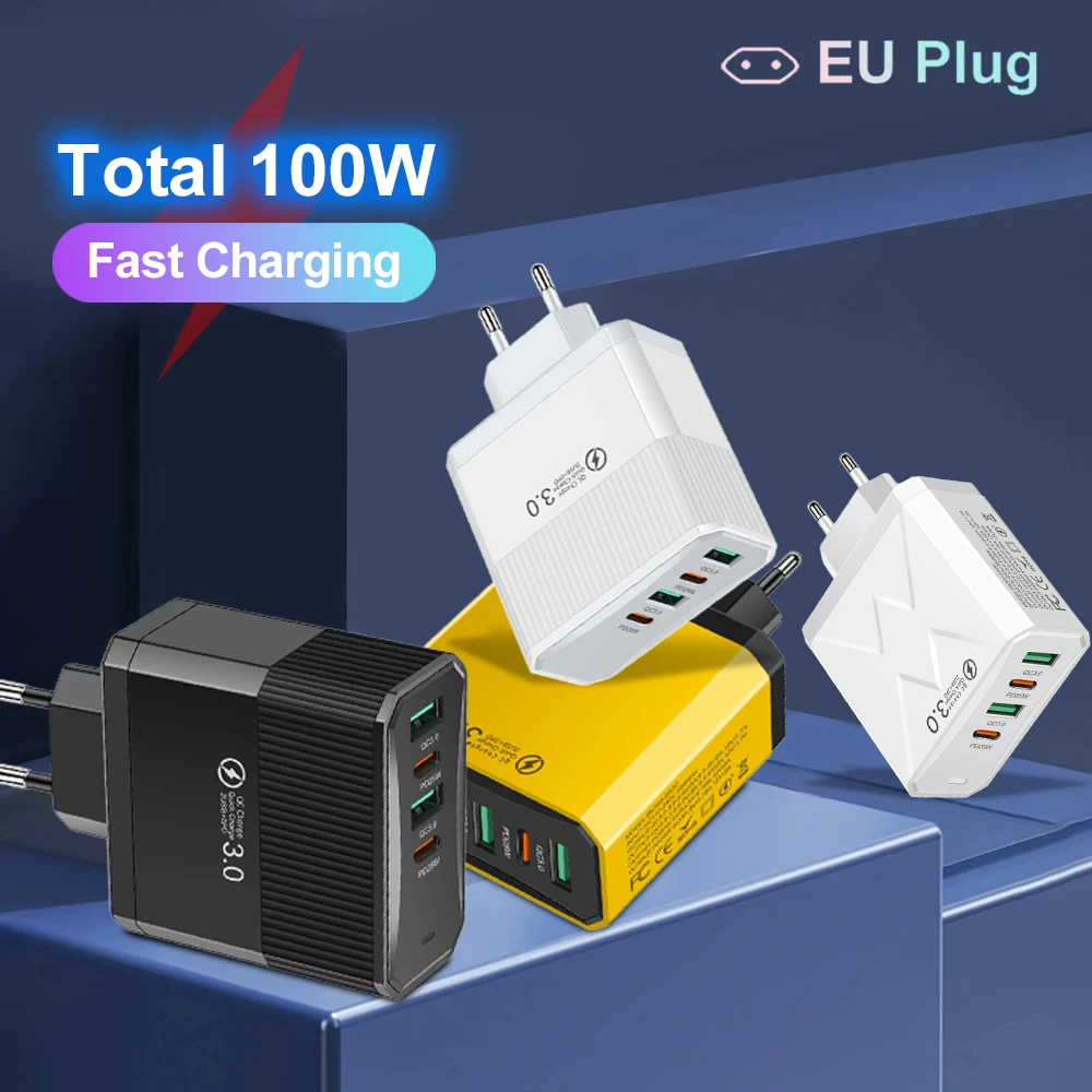 Insgesamt 100 W USB PD Ladegerät 4 Ports Typ C Ladegerät für IPhone 13 14 15 Pro Xiaomi Samsung USB Ladegerät für Huawei Image