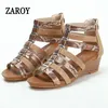 ZAROY frauen Sandalen Vintage Bohemian Keile Frau schuhe Casual Urlaub Mit Hohen Absätzen Sandalen