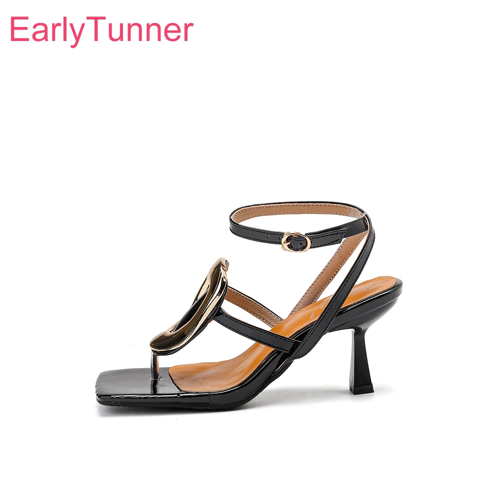 2025 neue Sommer Elegante Schwarz Gold Frauen Slingback Sandalen Heiße Hohe Dünne Fersen Dame Party Schuhe Plus Kleine Große größe 32 45 48