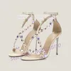 Weiße Satin-Sandalen mit bunten runden Perlen für Damen, edle High Heels, Kreuzriemen-Schuhe, Sommer-Luxus-Party-Cover-Absatz-Schuhe
