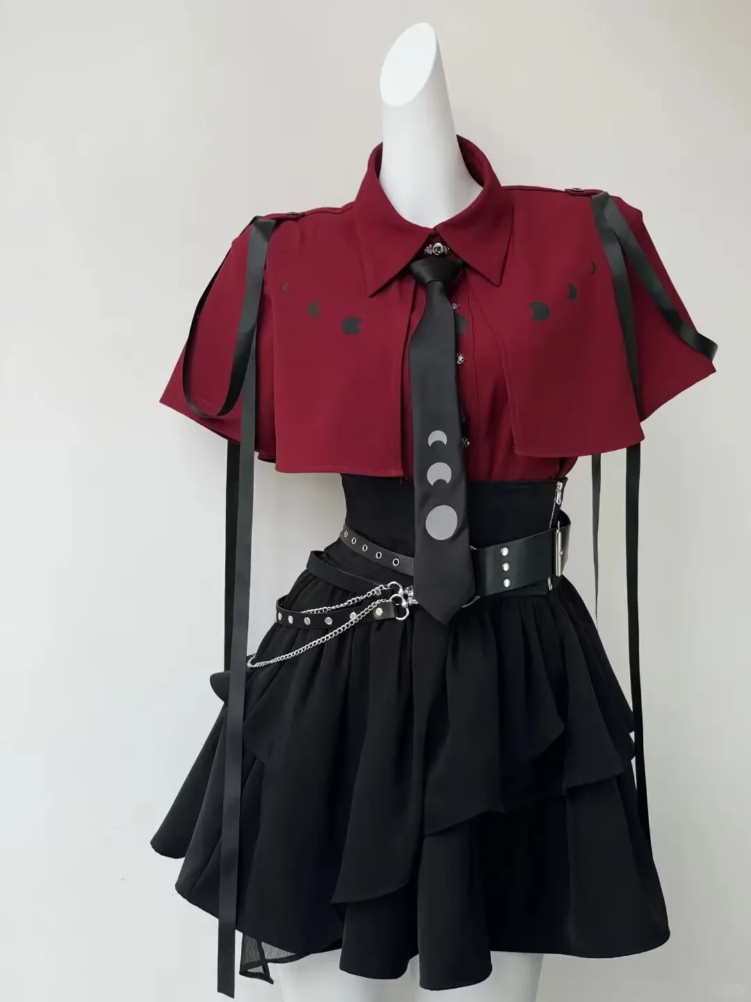 Mode Y2k Rock Anzug Ästhetischen Lolita Stil 2-teilige Sets Frauen Gothic Shirts Dünne Mini Faltenröcke Weibliche Kawaii Rock Image