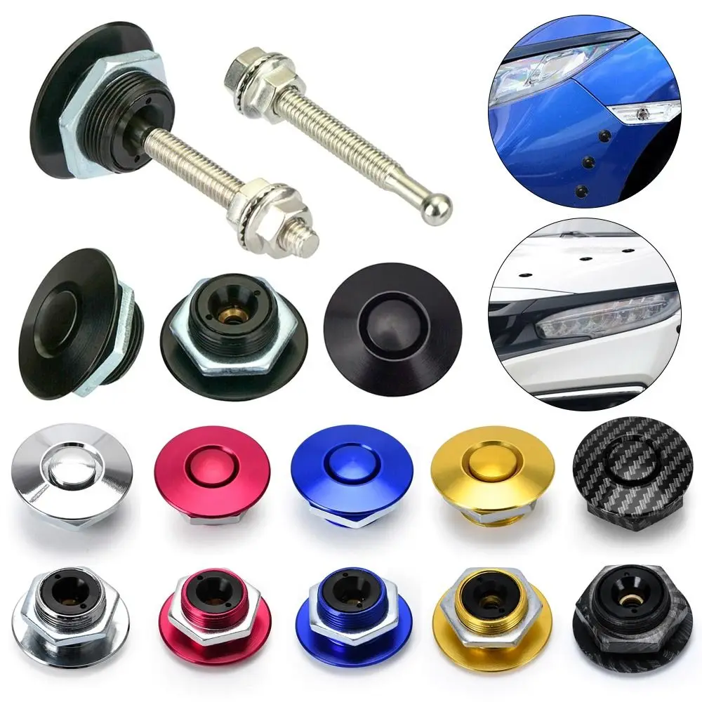 Aluminium Push Button Billet Quick Release Racing Auto Frontschürze Haube Pin Motor Motorhaube Schloss Latch Clip Body Kit Auto Zubehör Image