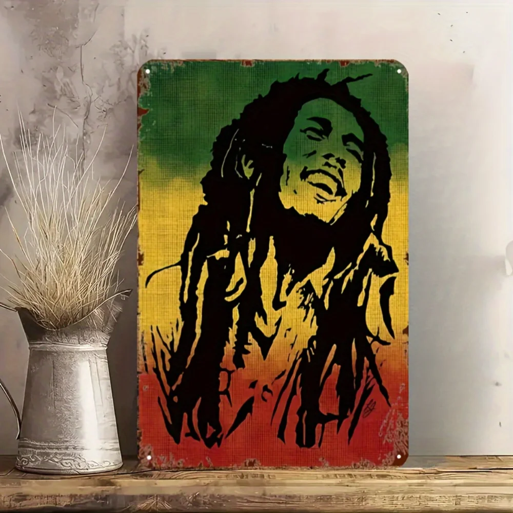 Vintage Reggae Vibe Eisenschild – Wandbehang Rasta dekoratives Schild für Bar, wasserdichte und wetterbeständige Metallkunst Image