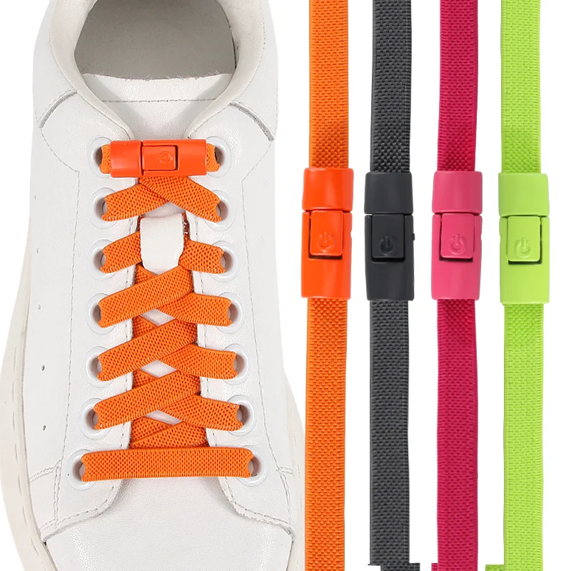 Elastische Schnürsenkel Sport Bunte Press Lock Schnürsenkel ohne Krawatten 8MM Flats Keine Krawatte Schnürsenkel Kinder Erwachsene Schnürsenkel Schuhe Zubehör Image