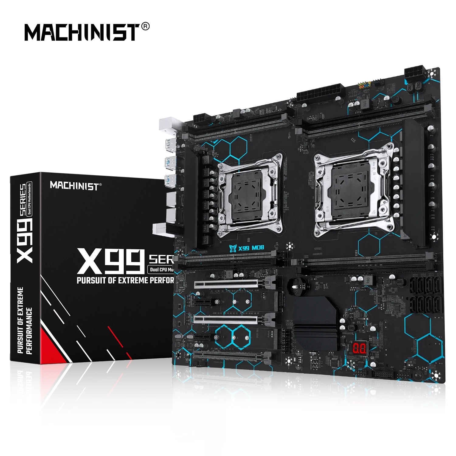 MACHINIST X99 MD8 Motherboard Dual CPU E-ATX Unterstützung Xeon LGA 2011-3 Prozessor 8 DDR4 Steckplatz USB3.0 SATA3 NVME M.2 Image