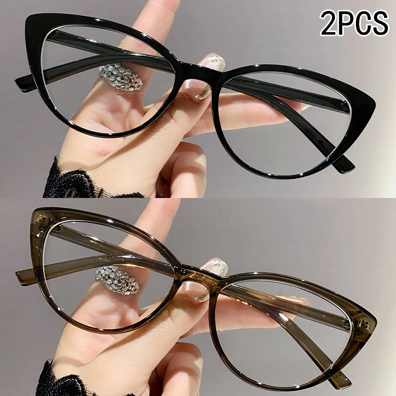 2PCS High-end-Lesebrille Mode Anti-blau Gläser Internet Celebrity Cat-eye Ältere Lesebrille 6115 Image