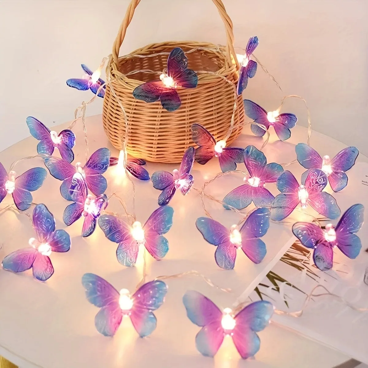 1pc 10/20 LED Blau Lila Schmetterling Lichterkette Innen Hängen Dekorative Lampe Batterie Betrieben Für Home Party Festival Decor