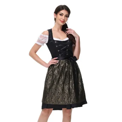 Hochwertiges deutsches Oktoberfest-Kostüm, bayerisches traditionelles Biermädchen, Jacquard-Dirndl-Kleid, Bühnenaufführung, Cosplay-Outfit Image
