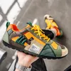 Frühling 2025, neue Herrenschuhe, vielseitige Mesh-Fahrschuhe mit flachen Sohlen, Nischenmode, rutschfeste, lässige Sportschuhe