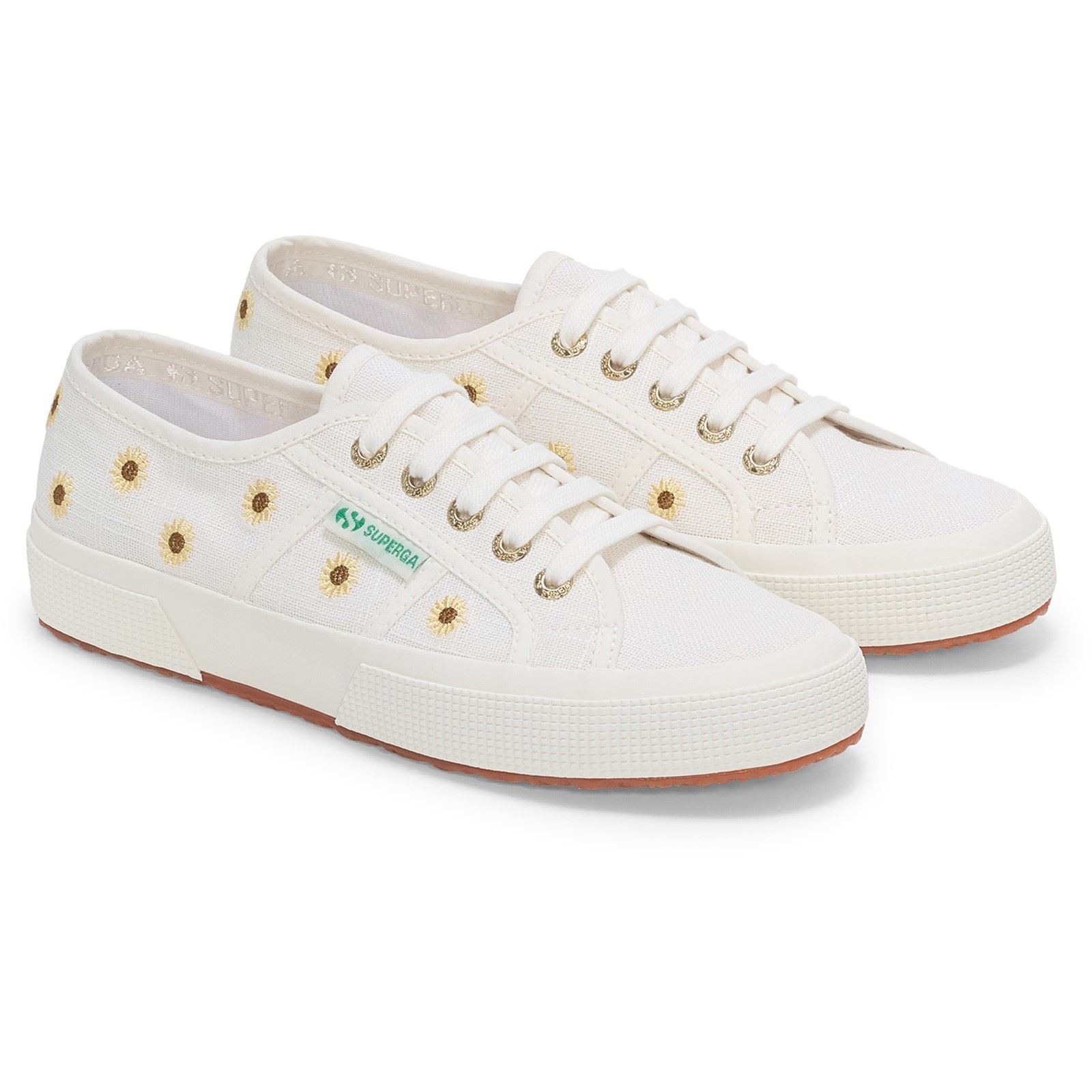 Superga Embroidery Linen Sunflower Damen Leinenschuhe In Weiß
