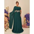Abito di lusso da damigella d'onore da sposa di grandi dimensioni in chiffon verde con maniche