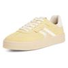 Plateausneaker TAMARIS, Damen, Gr. 38, gelb (hellgelb), Veloursleder, Glattleder, kontrastfarbene Details, Fischgratmuster, sportlich, Schuhe, Freizeitschuh, Halbschuh, Schnürschuh mit gepolstertem Schaftrand