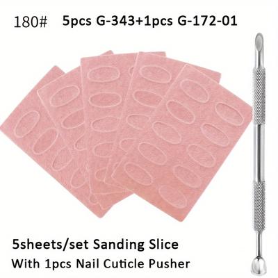 TEMU Nail Care Kit: Self-adhesive Cuticle Pusher And Sandpaper Set For Smooth Nail Preparation - Round Edge Pink Sandpaper, Trimming And Polishing Nails, Nail Accessorie Image