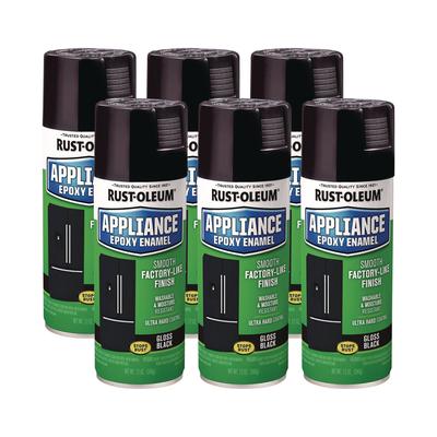 Rust-Oleum Specialty Appliance Epoxy Spray Paint, Gloss Black, 12 oz Aerosol Can, 6/Carton (RST7886830)