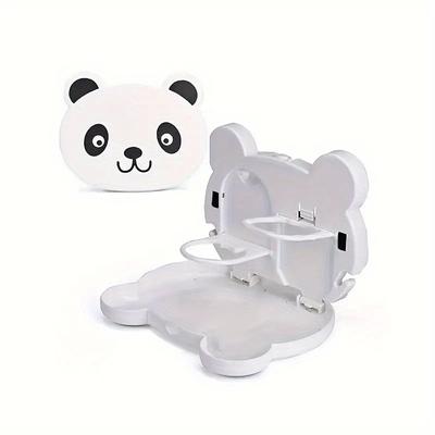 TEMU Adorable Cartoon Folding Car Dining Table With Built-in Cup Holder, Multifunctional Rear Seat Beverage Tray, Car Accessories Image
