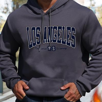 TEMU Los Angeles Print Hoodie, Cool Hoodies For Men, Casual Pullover Hooded Sweatshirt With Kangaroo Pocket For Winter And Fall Image