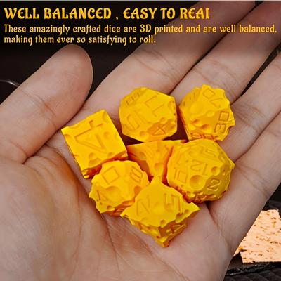 TEMU 3d Printed Of 7 Polyhedral Food-themed Dice, , Pathfinder, Tabletop Rpgs, Mtg Games
