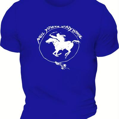 "TEMU Men's Casual Crew Neck T-shirt With "neil Youwake" Graphic Design - Lightweight Polyester, Regular Fit, Summer Style, Adult Tshirt | Trendy Casualwear | Stretch Fabric" Image