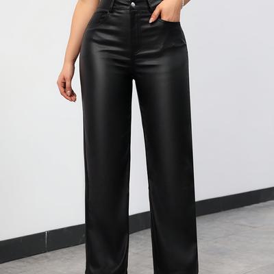 TEMU Women's High-waisted Wide-leg Pants - Elegant Straight Leg Design, Black, , , Fall/winter Image