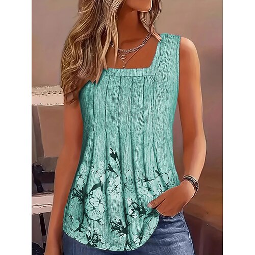 Damen Camisole-Tanktop Druck Blumen Grafik Vintage Stilvoll Lässig Ärmellos U-Ausschnitt Normale Oberteile Täglich Rosa Purpur Grün Grau Sommer Image