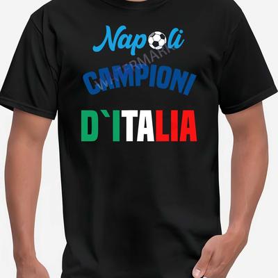 TEMU Campioni Ditalia Napoli Napoletani 185151 Funny Men Short Sleeve T-shirt Black Tt4 Image