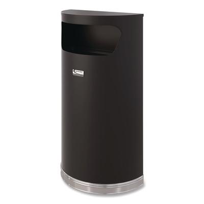 Suncast Commercial Half Round Metal Trash Can, 9 gal, Steel, Black (SUAMTCRES901BK)