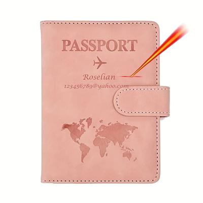 TEMU Custom Engraved Name Passport Holder - Lightweight Synthetic Leather Cover With Magnetic Closure, Wallet For Weddings, Bridesmaids, And Gifts, Passport Image