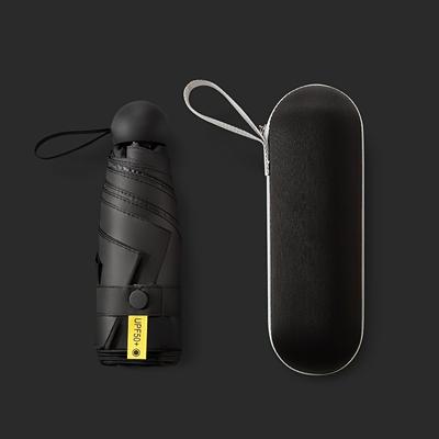 TEMU 1pc Compact Five-fold Mini Umbrella - Portable, Stylish & Uv Protection, Manual Open, 6-rib Structure, Rubber Handle, For Sunny & , Multiple Colors , Cute Umbrella Image