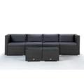 Set di divani da giardino 4 posti in rattan sintetico grigio