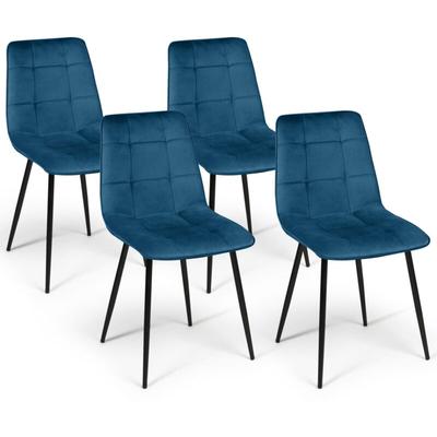 4er-Set Esszimmerstühle MILA aus blauem Samt Image