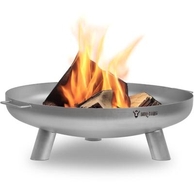 Edelstahl Feuerschale ø 80 cm, Silber, Outdoor Dreibein Feuerstelle für Garten und Terrasse Image
