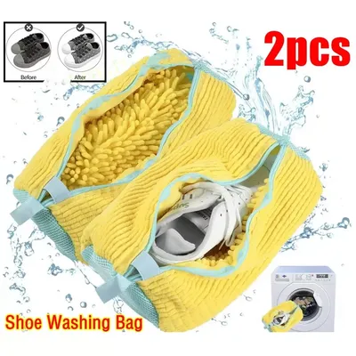 1/2Pc Shoe Washing Bag Cotton Laundry Bag Zippers Closure Shoe Cleaning Bag Friendly Laundry Bag