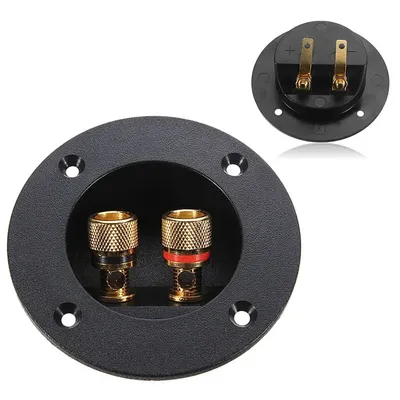 1pcs Plug Round Boxes With 2 Banana Jack Subwoofer Speaker Terminal Connectors Glided Two-position Metal Speaker Junction Box