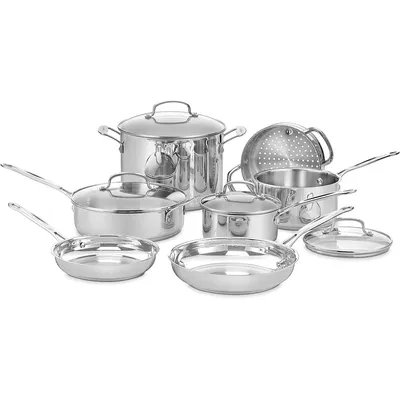11-Piece Cookware Set, Chef's Classic Stainless Steel Collection 77-11G