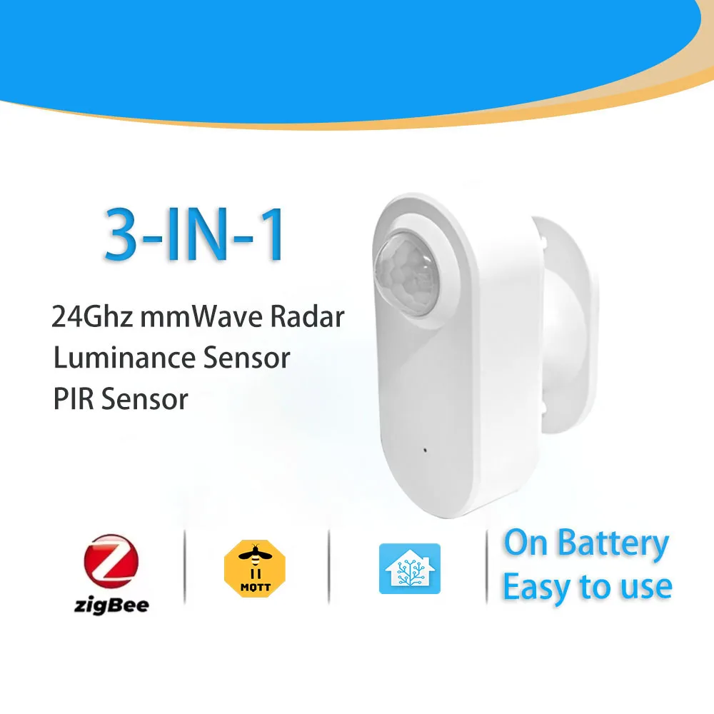 Zigbee Human Presence+PIR Motion Detection Sensor Luminance Detector Smart Radar 24GHz mmWave Support Home Assistant Google