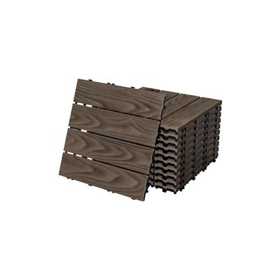 ML-Design 44xWPC Terrassenfliesen Balkonfliese Fliesen Klickfliese 30x30cm Dunkelbraun 4m² Image