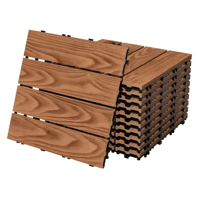 ML-Design 44xWPC Terrassenfliesen Balkonfliese Fliesen Klickfliese 30x30 cm Hellbraun 4 m² Image