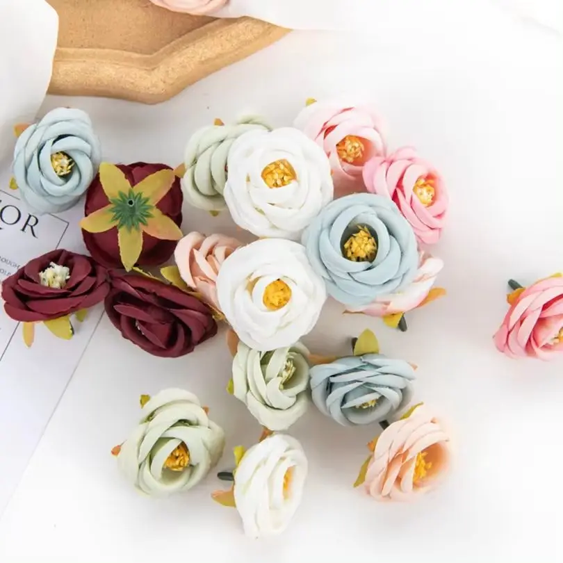 Cheap Artificial Flower Silk Tea Rose Bud Scrapbook Diy Home vase Outdoor Garden Decor Wedding Candy Box brooch Christmas Wreath