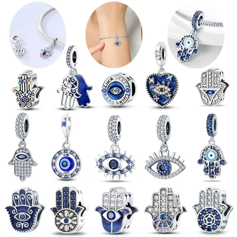 925 sterling silver pendant palm, magic eye women's embroidered bracelet gift Image