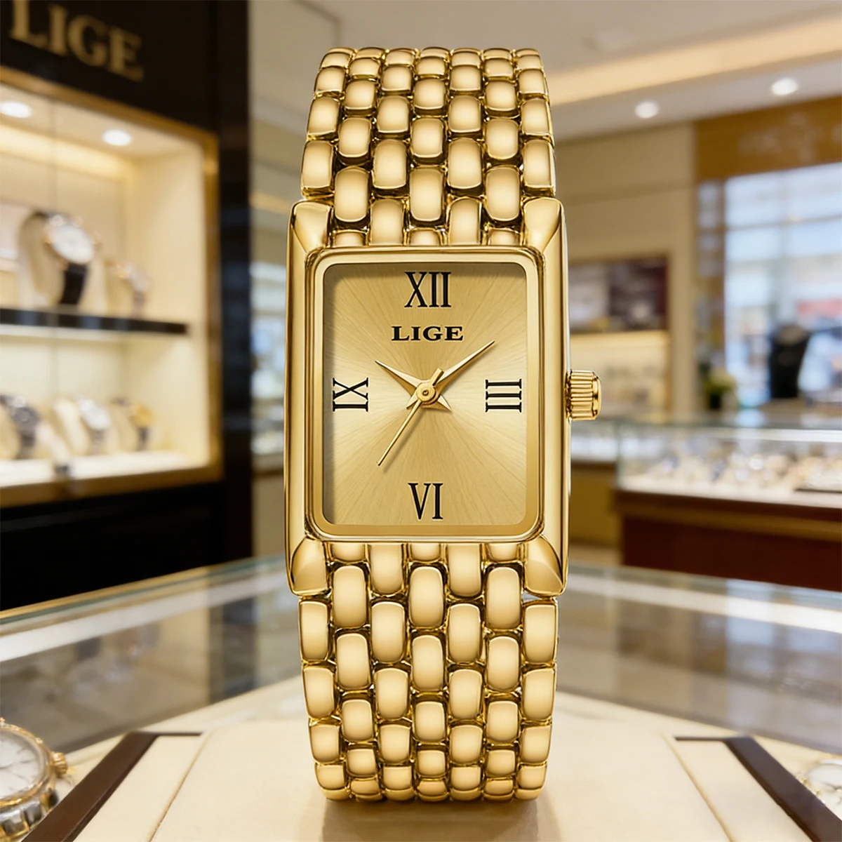 LIGE 2025 Neue Gold frauen Uhr Luxus Quarzuhr Edelstahl Armband Retro Mode 30 M Wasserdichte Uhr für Frauen reloj