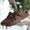 Neue Sommer Echtes Leder Römischen männer Sandalen Business Casual Schuhe Outdoor Strand Waten Hausschuhe männer Schuhe Große Größe 38-47