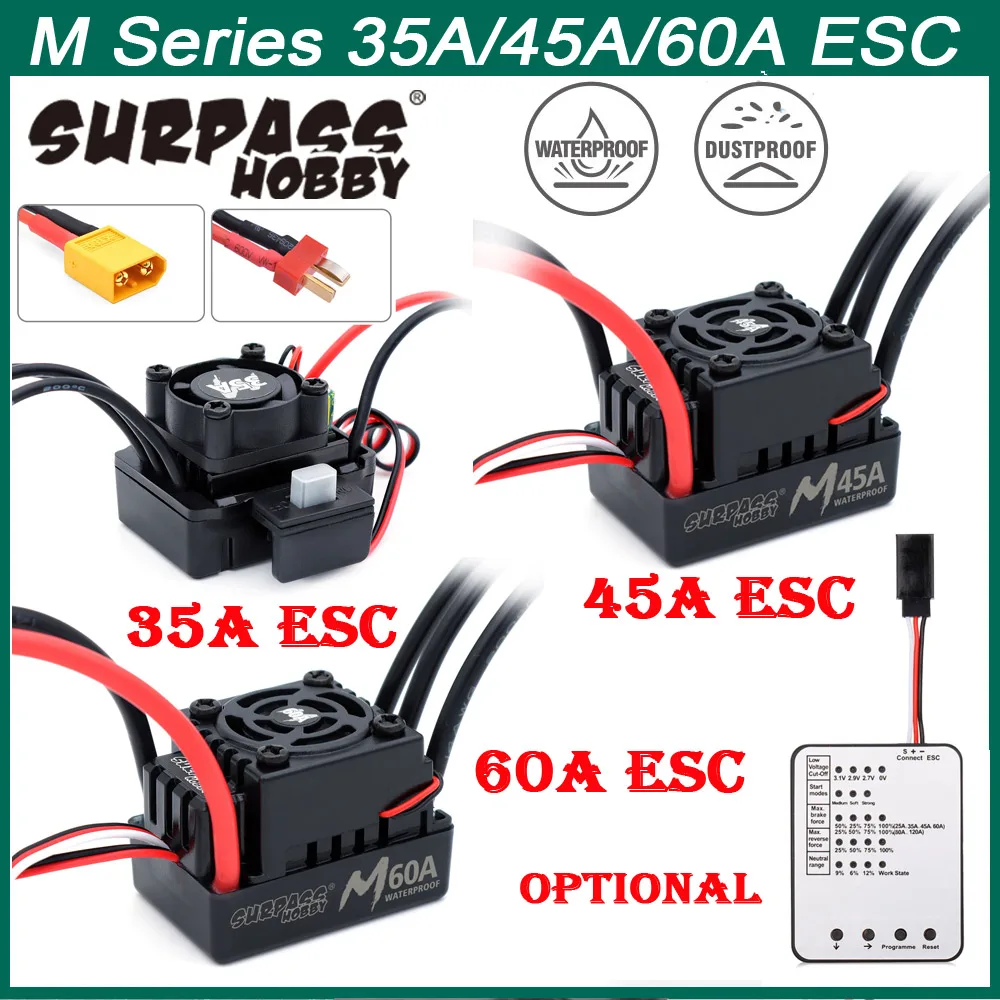 2025 Neuer Surpass Hobby M-Serie 35A 45A 60A Wasserdichter ESC 2-3S für 1/10 1/12 1/14 1/16 RC Car F540 3650 Bürstenloser Motor