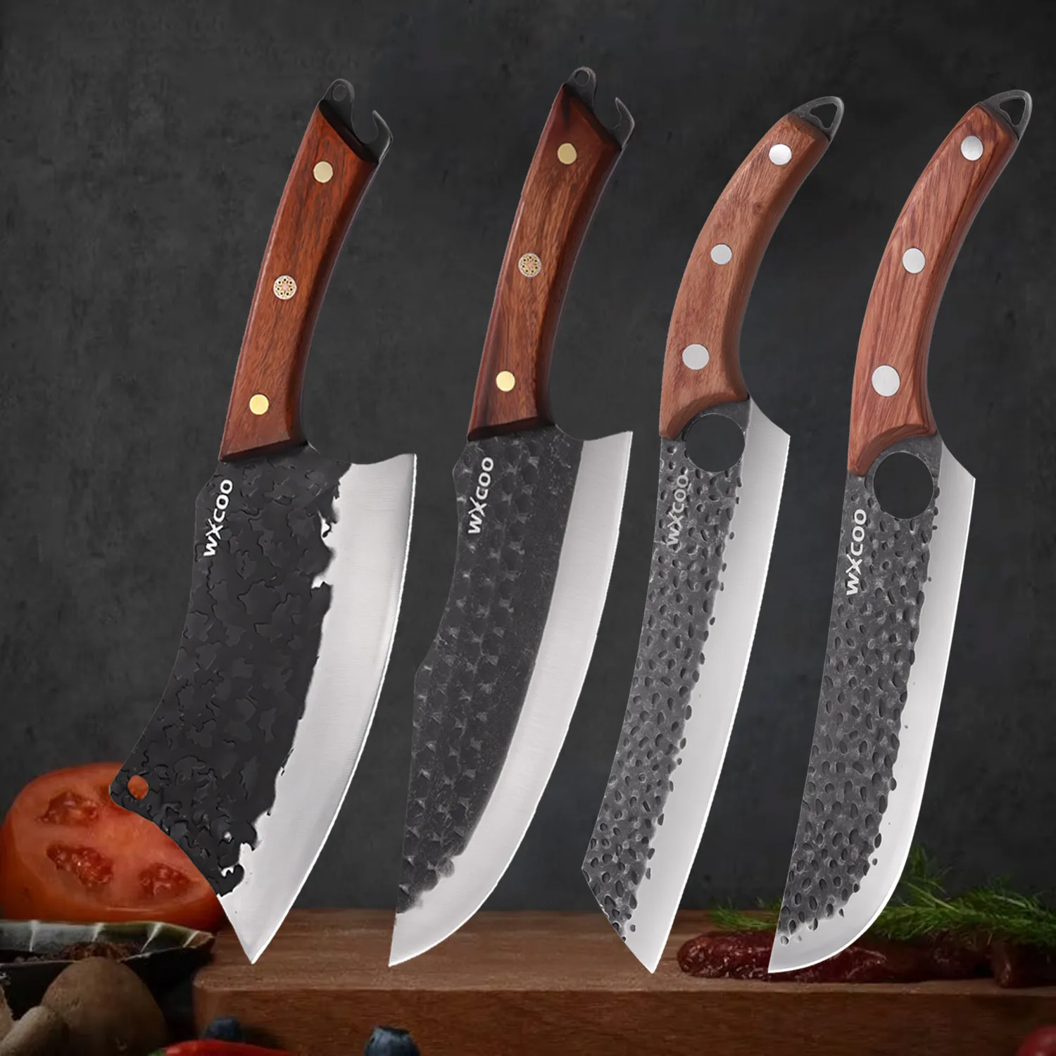 Multifunktionale scharfe Ausbeinmesser geschmiedetes Hackmesser Holzgriff Edelstahl Fischfiletmesser Küchenbedarf Image