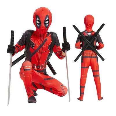 Kinder Cosplay Kostüm Deadpool Kinder Bodysuit Overall Schwerter Anzug Superheld Deadpool Image