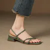 2025 neue Mode Starke Absatz Sandalen Frauen Echtes Leder Sommer Schuhe Frau Punk Schnallen Street