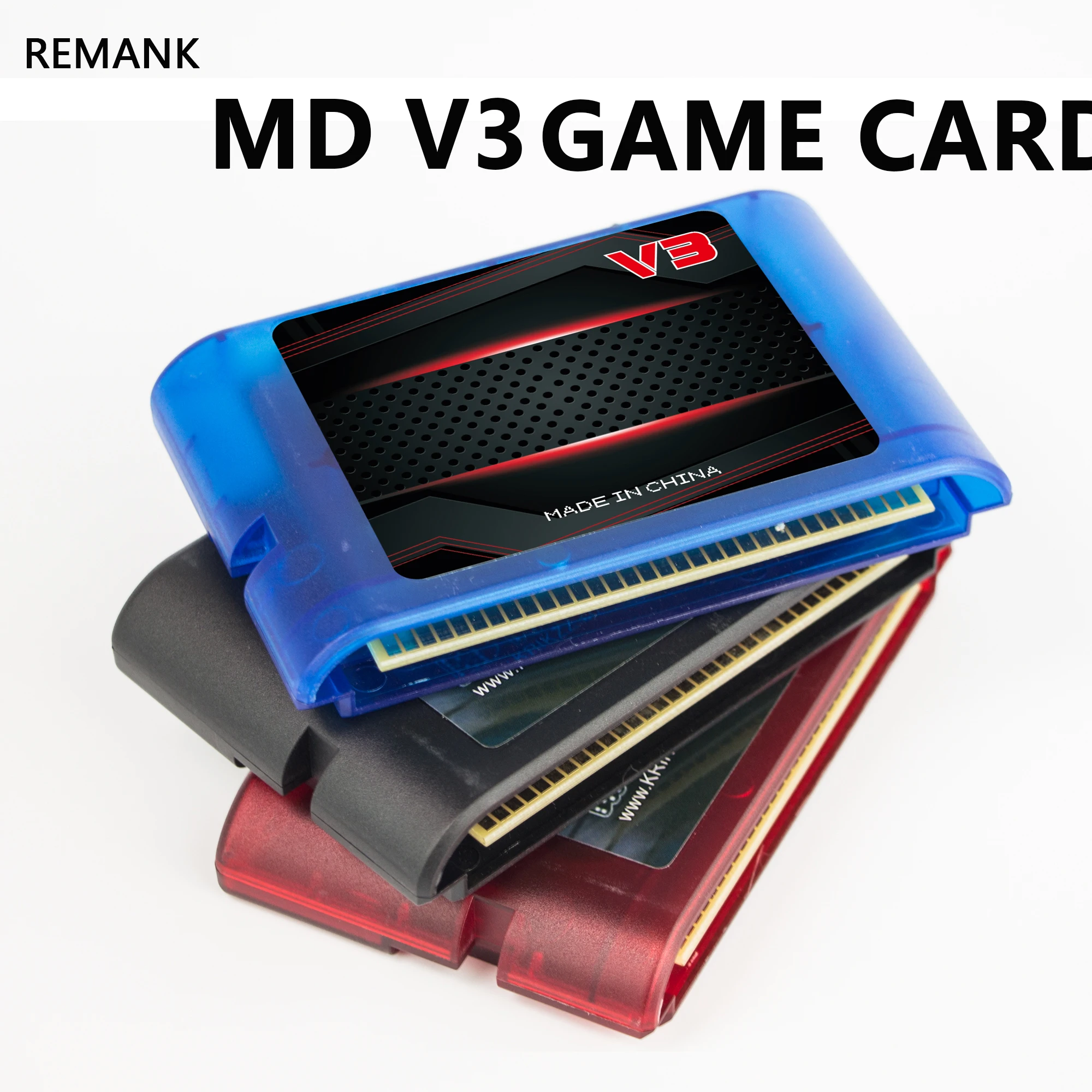 REMANK Mega Drive V3 Pro 3000 in1 MD V3 CART EDMD Remix MD Game Card MD V3 Flash für SEGA MegaDrive US/JP/EU 16-Bit-Spielekonsole Image