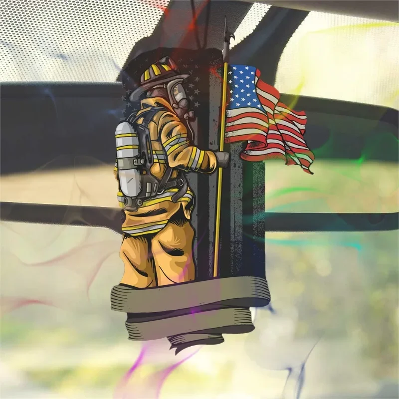 1pc geformte amerikanische Feuerwehr mann Auto Lufter frischer hängen Lufter frischer Parfüm duftenden Rückspiegel Anhänger Aroma therapie Image