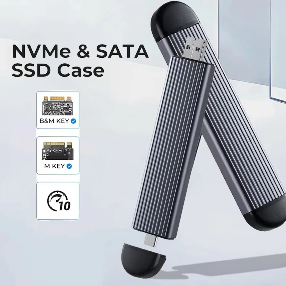 Boîtier M. 2 boîtiers de disque SSD mobiles, prend en charge le protocole NVMe SATA type-c USB3.2 Gen2, boîtier SSD 10 go pour Mac Windows OS