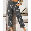Per donna Pantaloni in cotone e lino Moda Streetwear Lunghezza intera Naturale Fiore Tasca Elastico in vita Stampa Comodo All'aperto Confortevole Vacanza Streetwear Nero Rosa Blu Cachi Estate